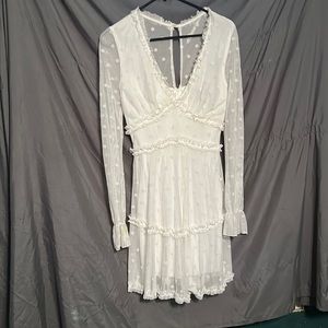 White poka dot b darlin dress